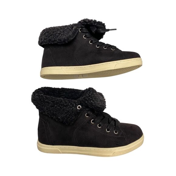 Indigo Rd Womens 6.5M Black Faux Fur Faux Suede Lace-Up Outdoor Ankle Boots - Picture 3 of 10